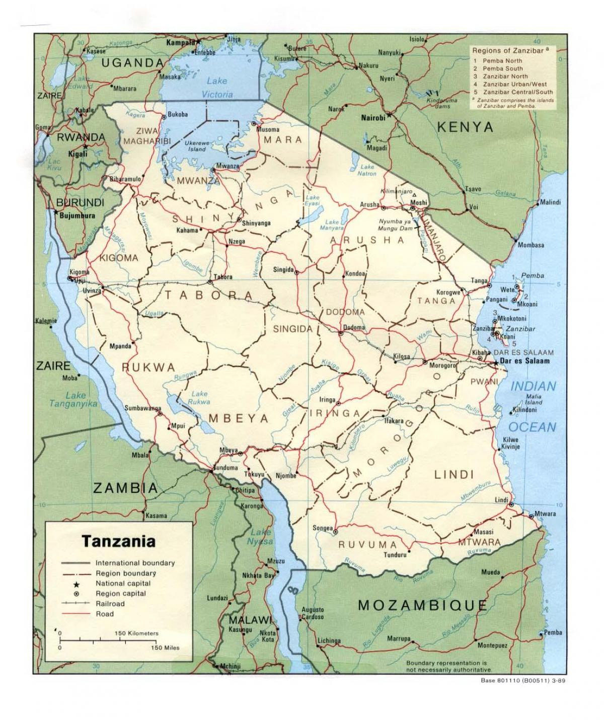 Karta över historiska platser i tanzania