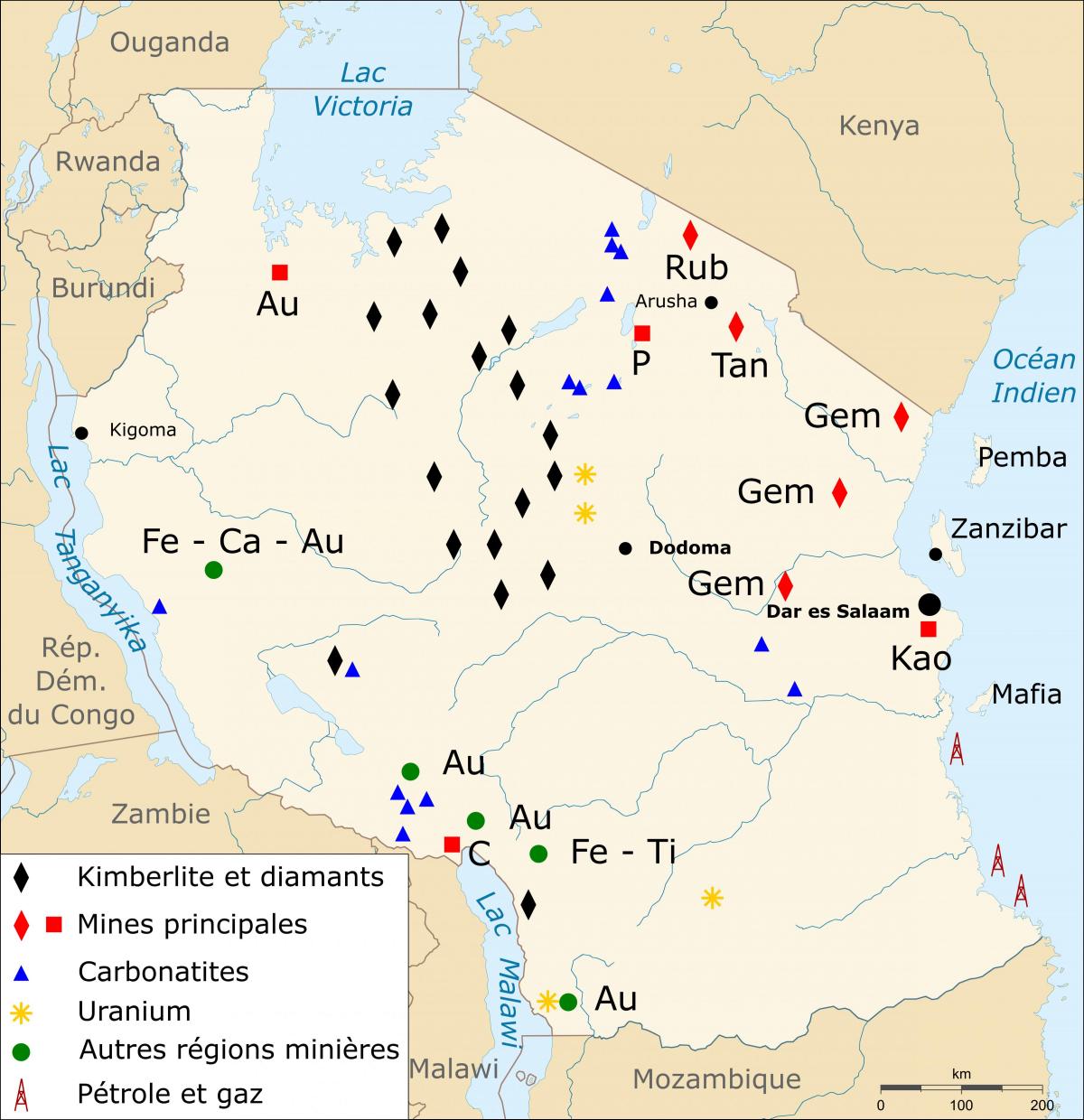 Karta över tanzania naturresurser