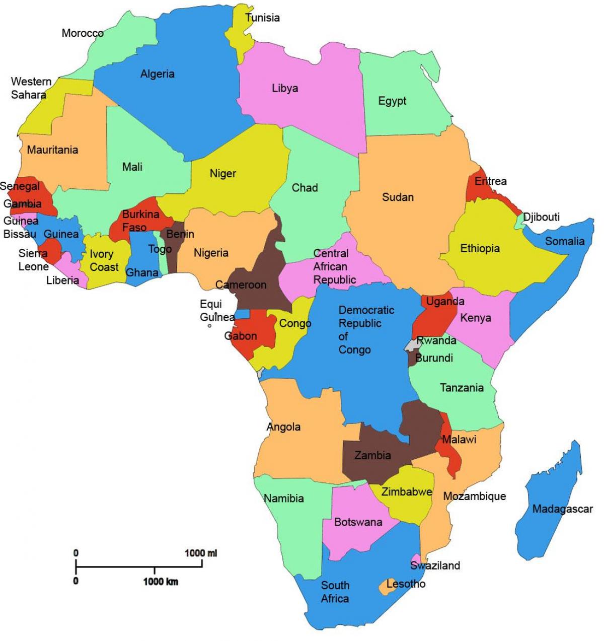 karta över afrika visar tanzania