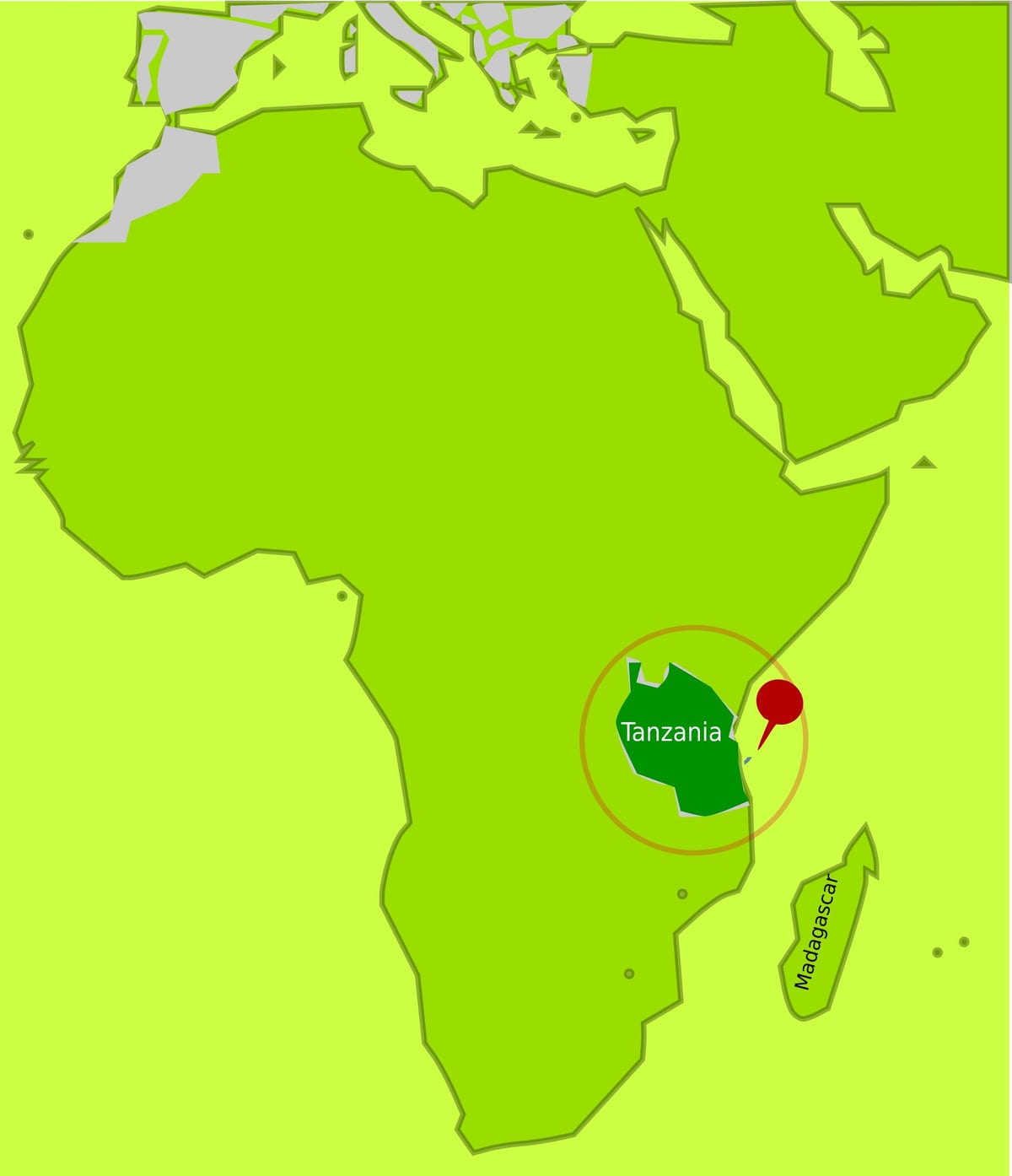 Karta över mafia island tanzania