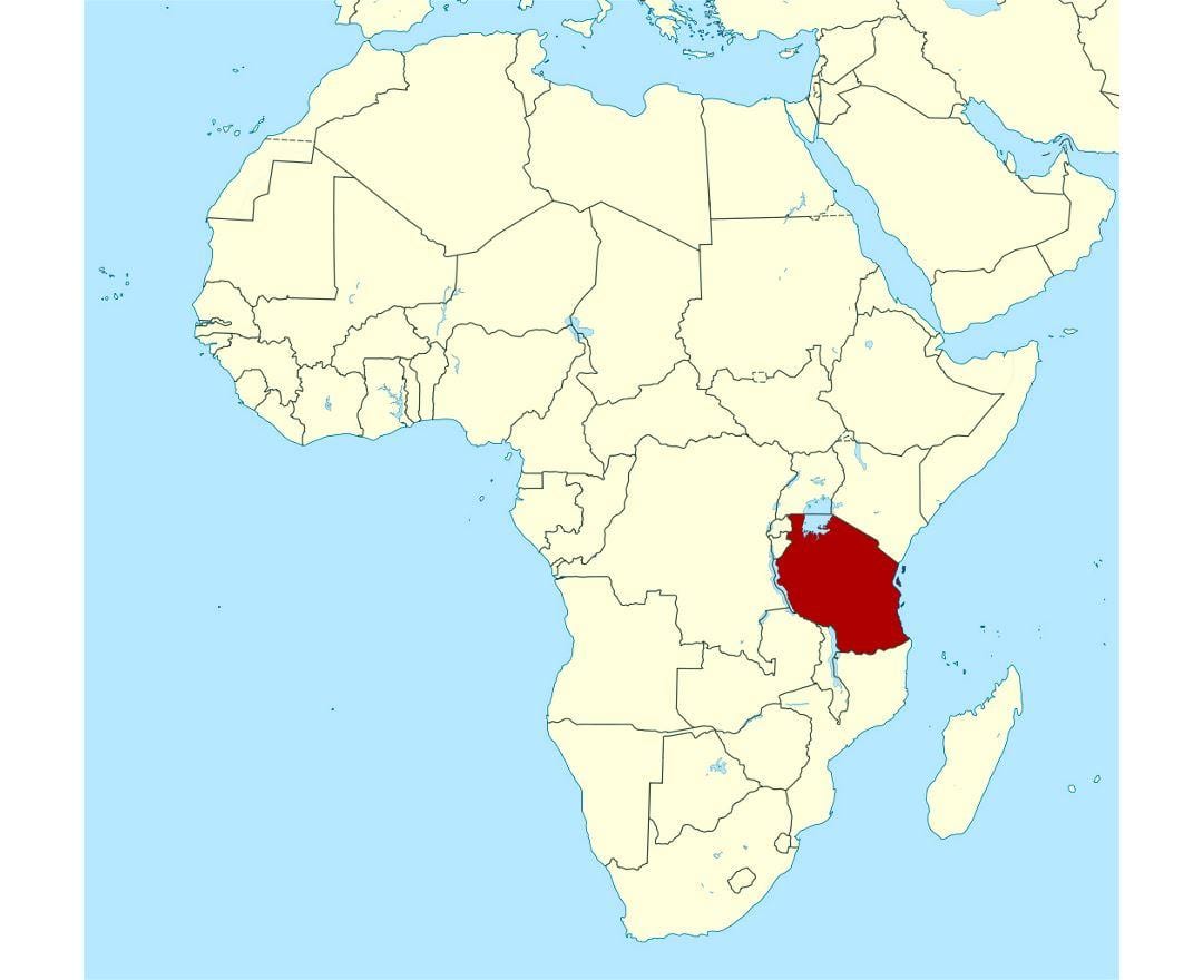 Karta över platsen i tanzania på världen