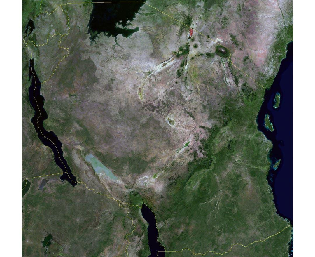 Karta över satellit-tanzania