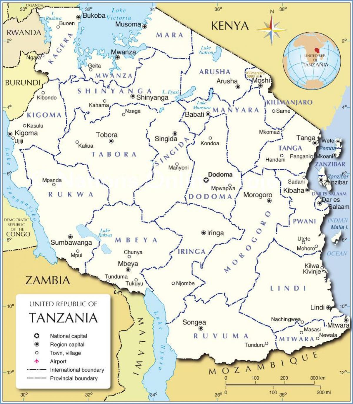 Karta över tanzania med distriktet
