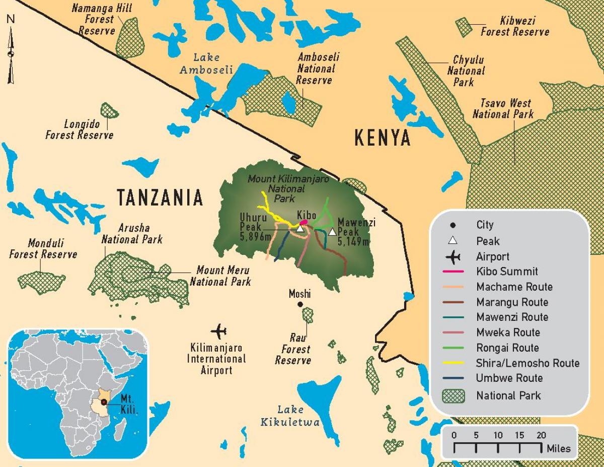 Karta över tanzania kilimanjaro