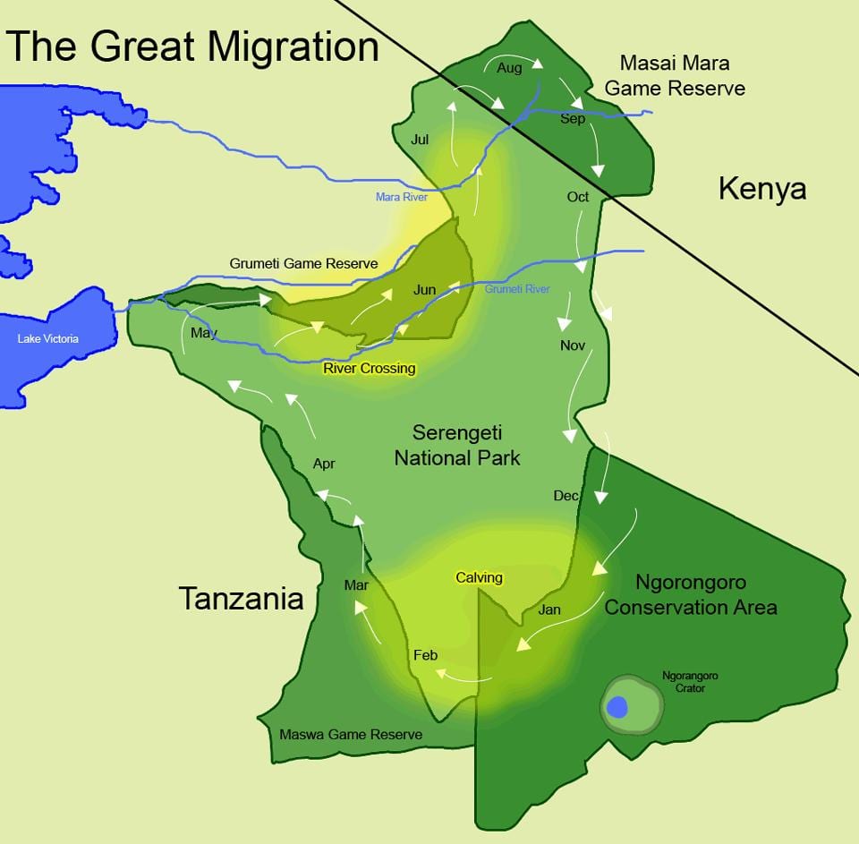 Karta över tanzania migration