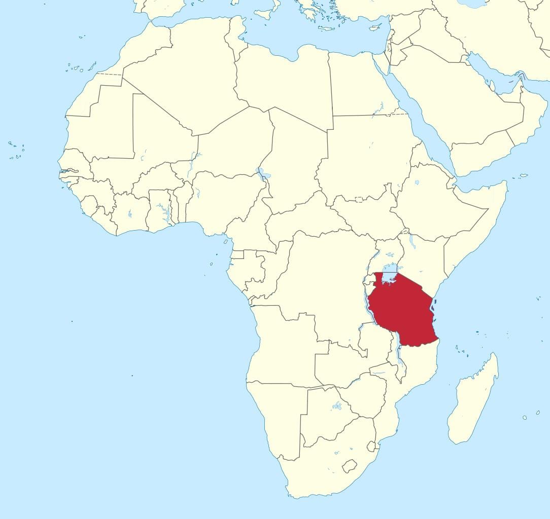 tanzania på en karta över afrika