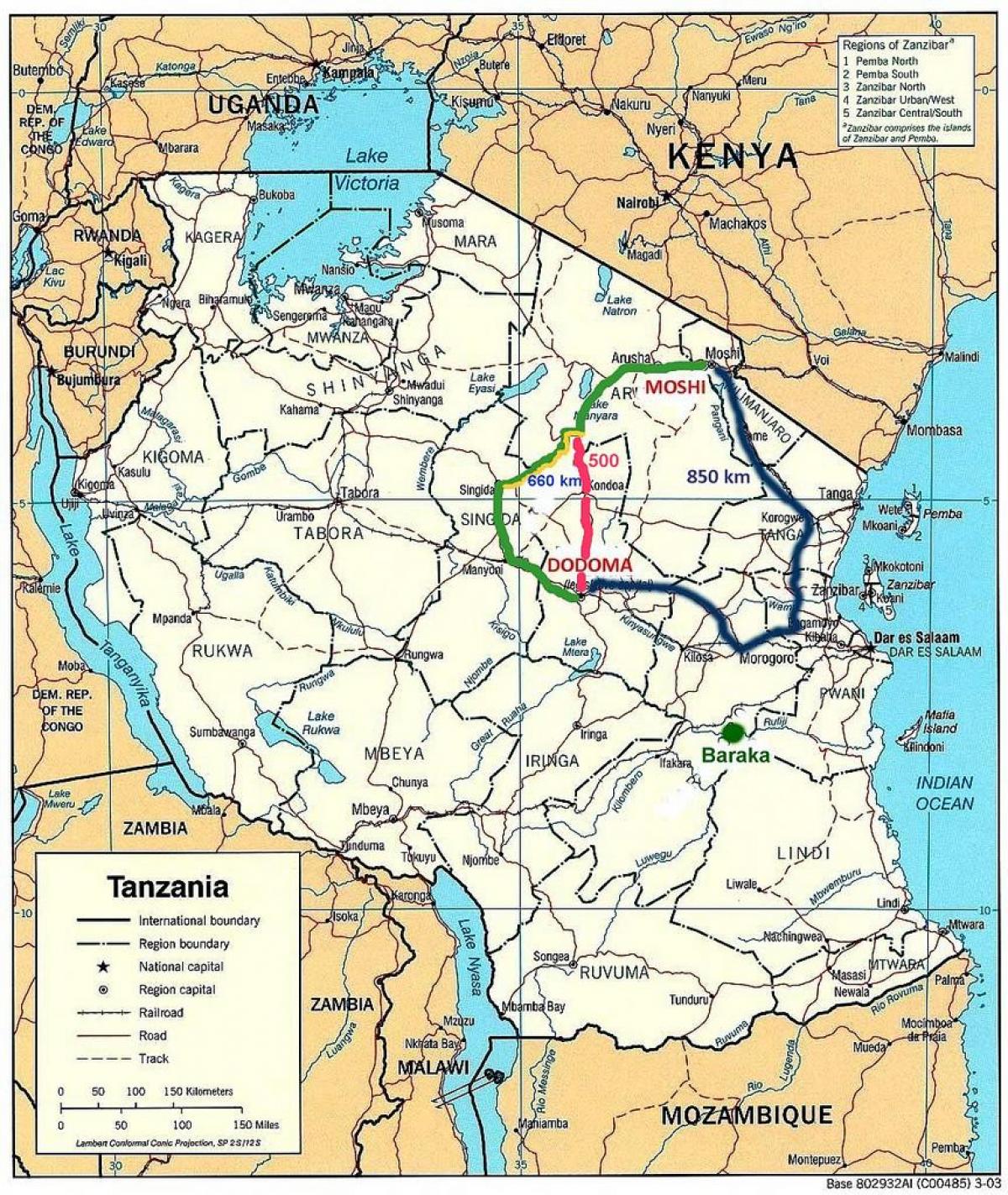 tanzania vägnätet karta