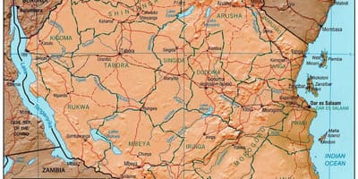 Karta över tanzania visar historiska platser
