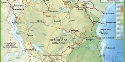 Karta över vägen tanzania med avstånd