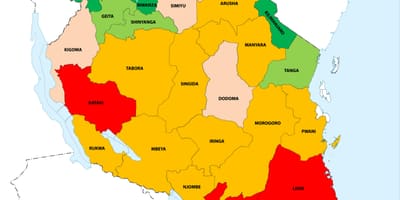 Tanzania befolkningstäthet karta