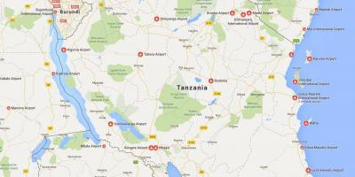 Karta över tanzania flygplatser 