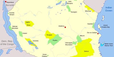 Karta över tanzania nationalparker och naturreservat spel